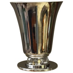 Lampada Art Deco in bronzo cromato e vetro degli anni '20