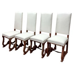 Set of 4, French, 19th Century Dining Chairs Red Original paint