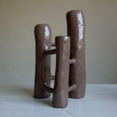 Communicating Vases 3 elements BROWN in ceramic XXI Century by Chiara Berta Artist