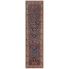 Chemin de table en khotan antique tissé à la main Indigo-Bleu Grenade