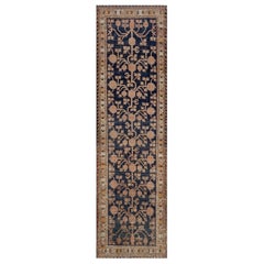 Authentic Antique Hand-woven Royal-Blue Pomegranate Khotan Runner