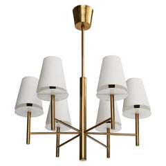 Swedish Designer, Chandelier, Brass, Acrylic, Fabric, Sweden, 1960s