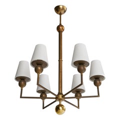 Bünte & Remmler, Chandelier, Brass, Fabric, Germany, 1930s