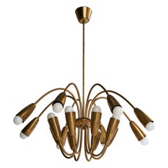 Harald Notini, Chandelier, Brass, Sweden, 1950s