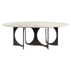 Table de salle à manger Ellipse Fuga Duo en fonte et pierre par Metamorphic Art Studio