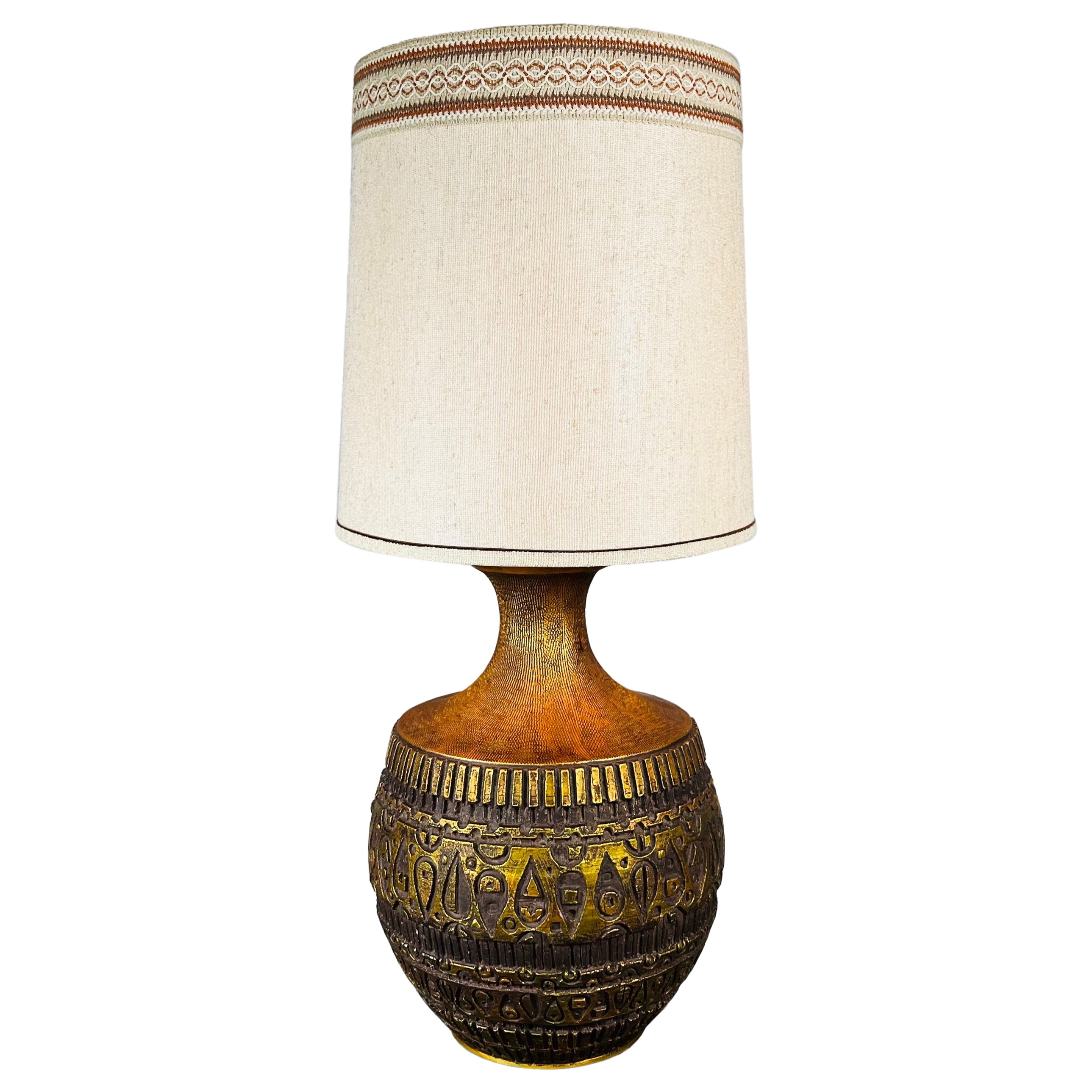 Mid-Century Bitossi Style Bronze Toned Brutalist Table Lamp 1960s