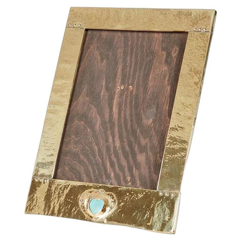 Arts and Crafts Hammered Brass Picture Frame For Sale