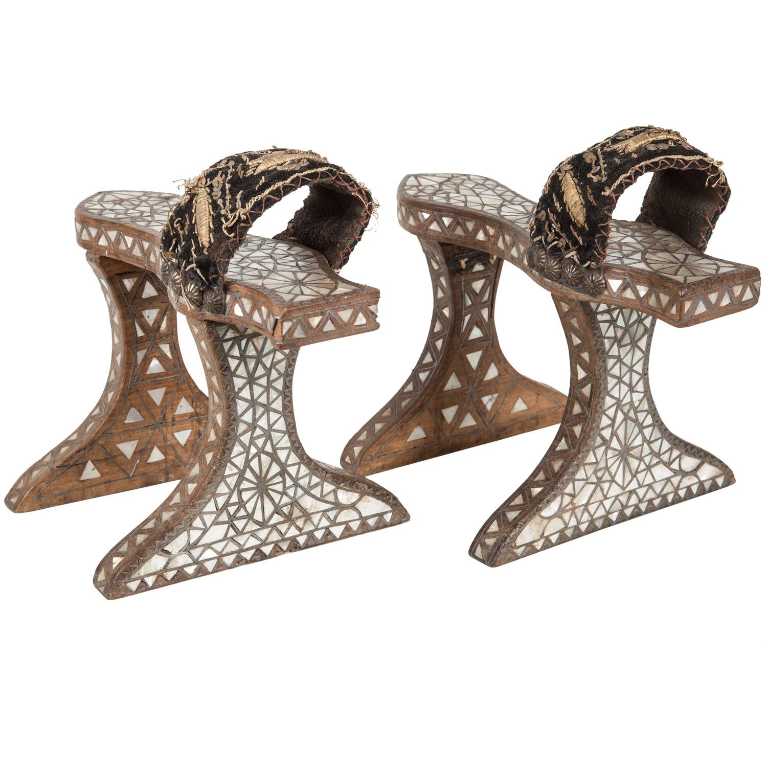 Late 19th / Early 20th Century Ottoman Turkish Bath Clogs (Nalin in