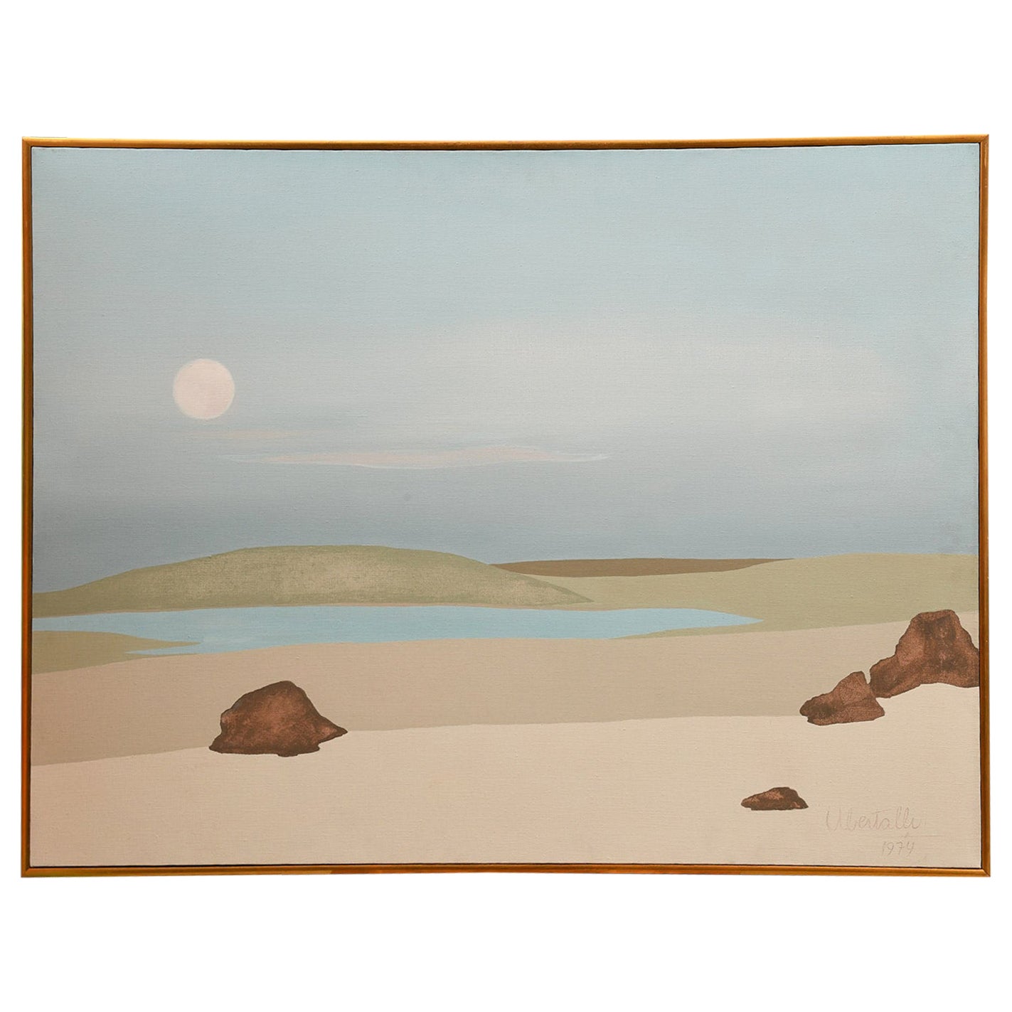 1974 Acrilico su tela, Ettore Ubertalli (americano) Titolo "Immagini - Giappone 2"