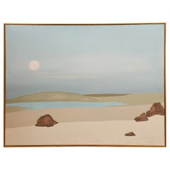 1974 Acrylique sur toile, Hector Ubertalli (américain) Titre "Images - Japan 2"