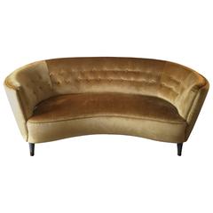Elegant Curved Mid-Century Sofa