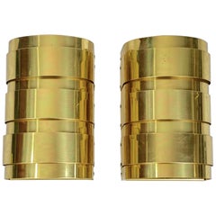 Pair of Curtis Jere Style Brass Wall Sconces by Lightolier