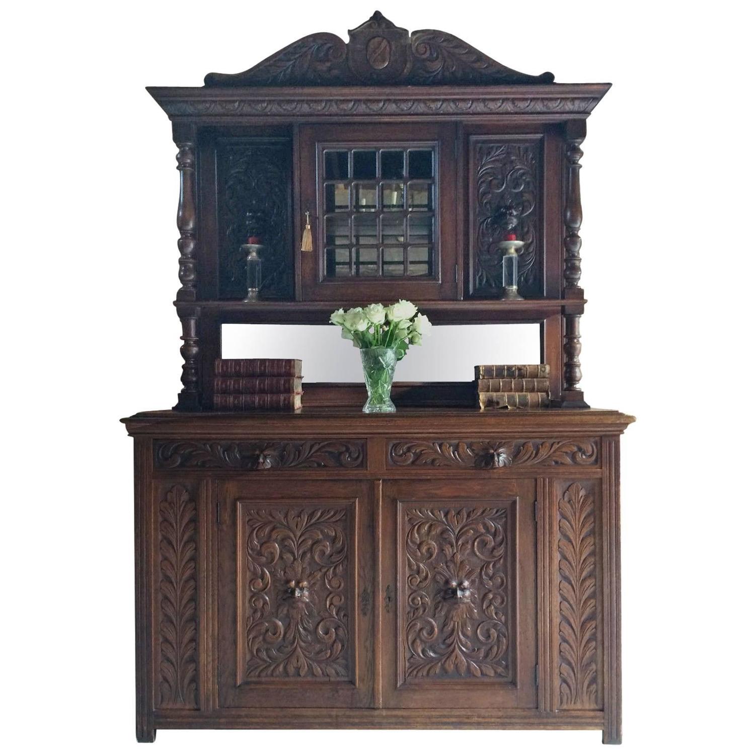 Antique Dresser Oak Victorian Gothic Green Man Carved 19th Century at 1stdibs