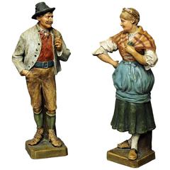 Decorative Folksy Couple Stoneware Figures 10