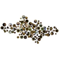 Curtis Jere, Large Brass "Raindrops" Wall Sculpture