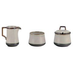 Bing & Grøndahl, Tema. Bowl, sugar bowl, and creamer in stoneware. 1970s.