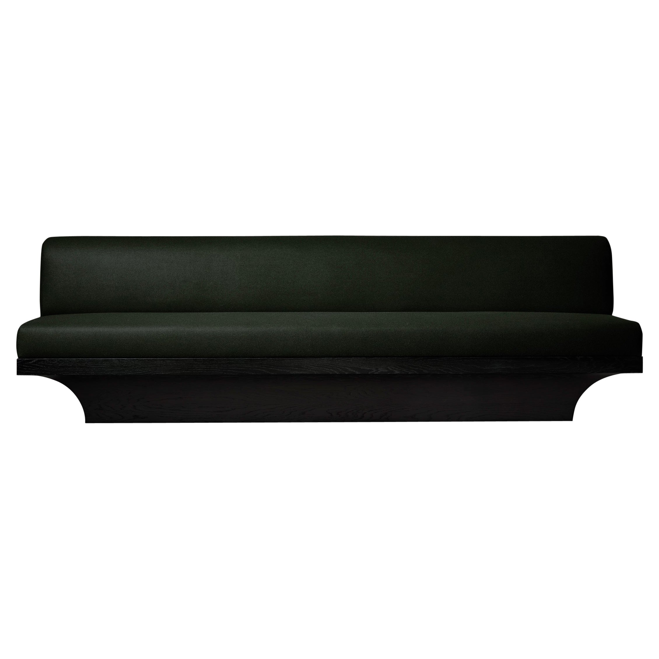 Brutalistische Acer-Sofa aus reiner Wolle mit Polsterung in Dunkelgrün