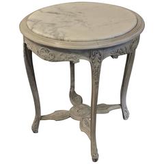 Antique French Painted Carrera Marble-Top Table
