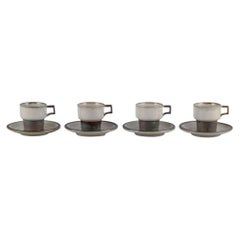 Bing & Grøndahl, Tema. Four sets of coffee cups in stoneware. From the 1970s.