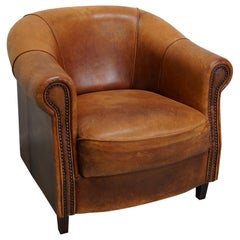 Vintage Dutch Cognac Colored Leather Club Chair