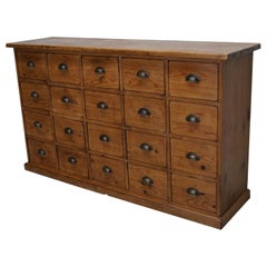 German Pine Apothecary Cabinet or Bank of Drawers, Mid-20th Century