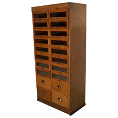 English Haberdashery Shop Cabinet with Glass Fronted Drawers, Circa 1930s