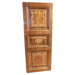 Door, walnut panel, richly inlaid in light wood, italy