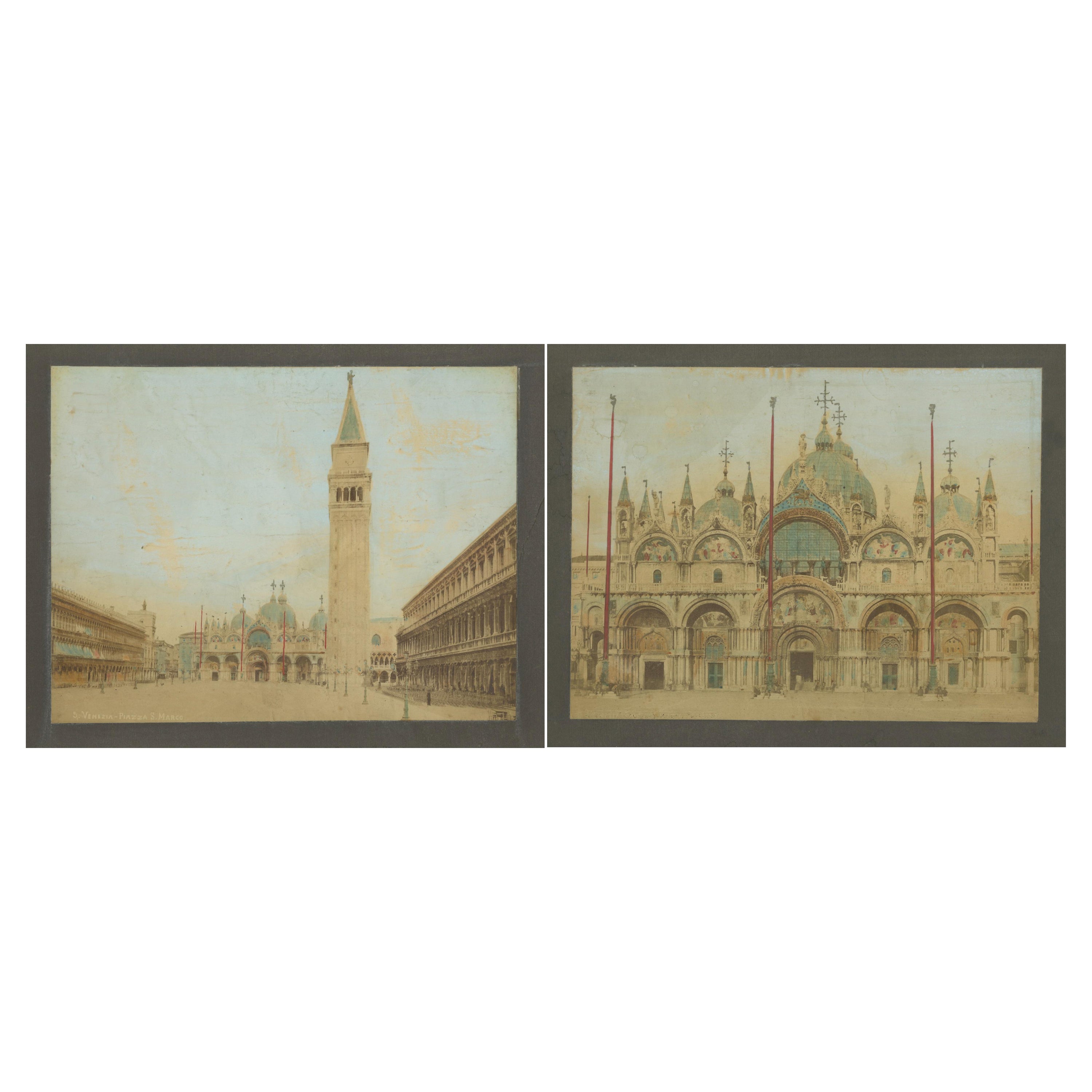 Fotografie colorate a mano di Piazza San Marco e della Basilica di San Marco, Venezia, 1870