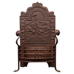 Antique 19th Century Wrought-Iron Fireplace Fire Basket