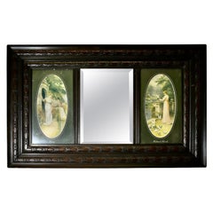 Victorian Triple Wall Mirror and Prints  This is a lovely decorative piece