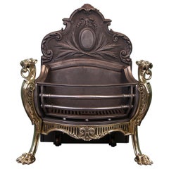 19th Century Brass & Cast-Iron Panther Fire Grate