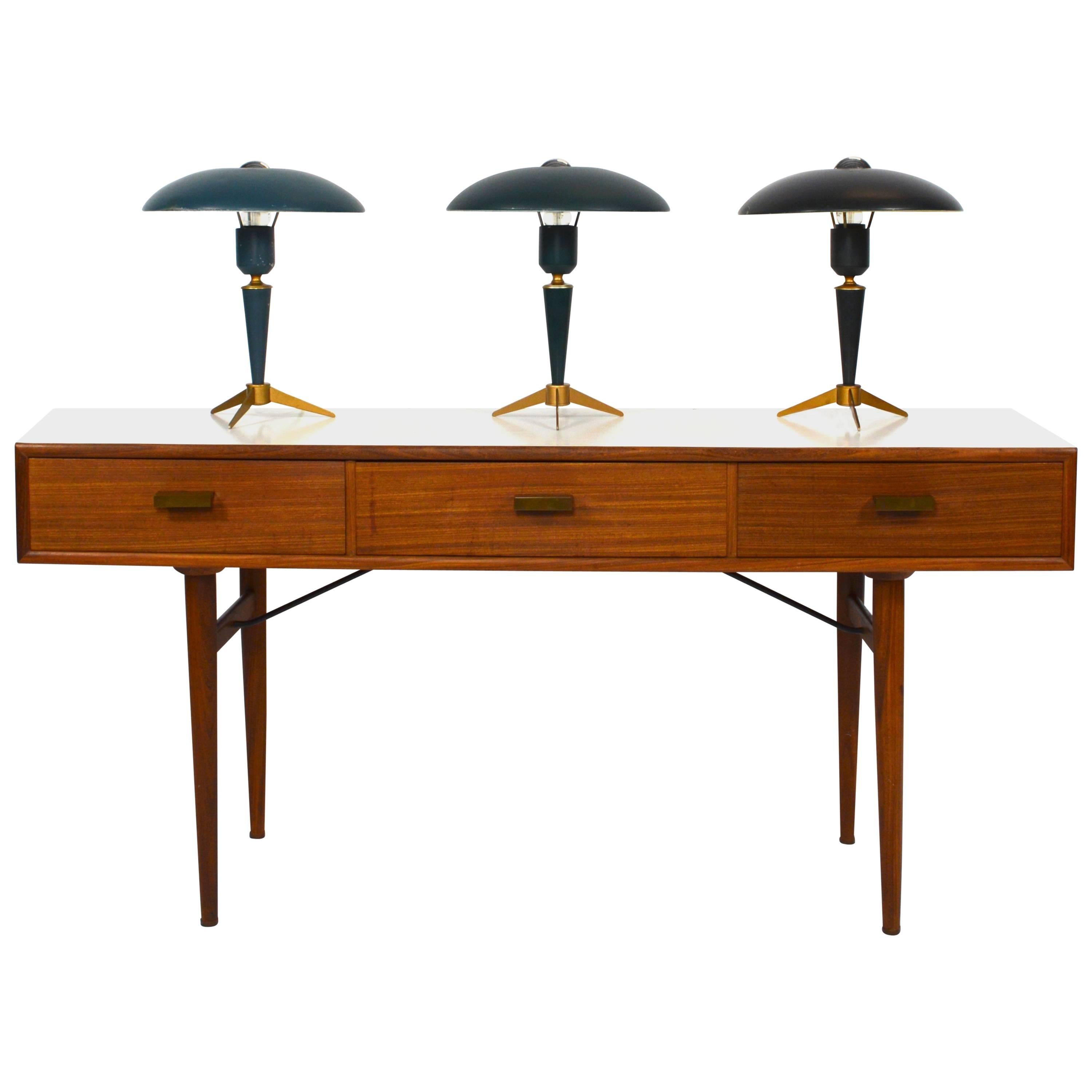 Set of Three Louis Kalff for Philips Table Lamps, Netherlands, 1958