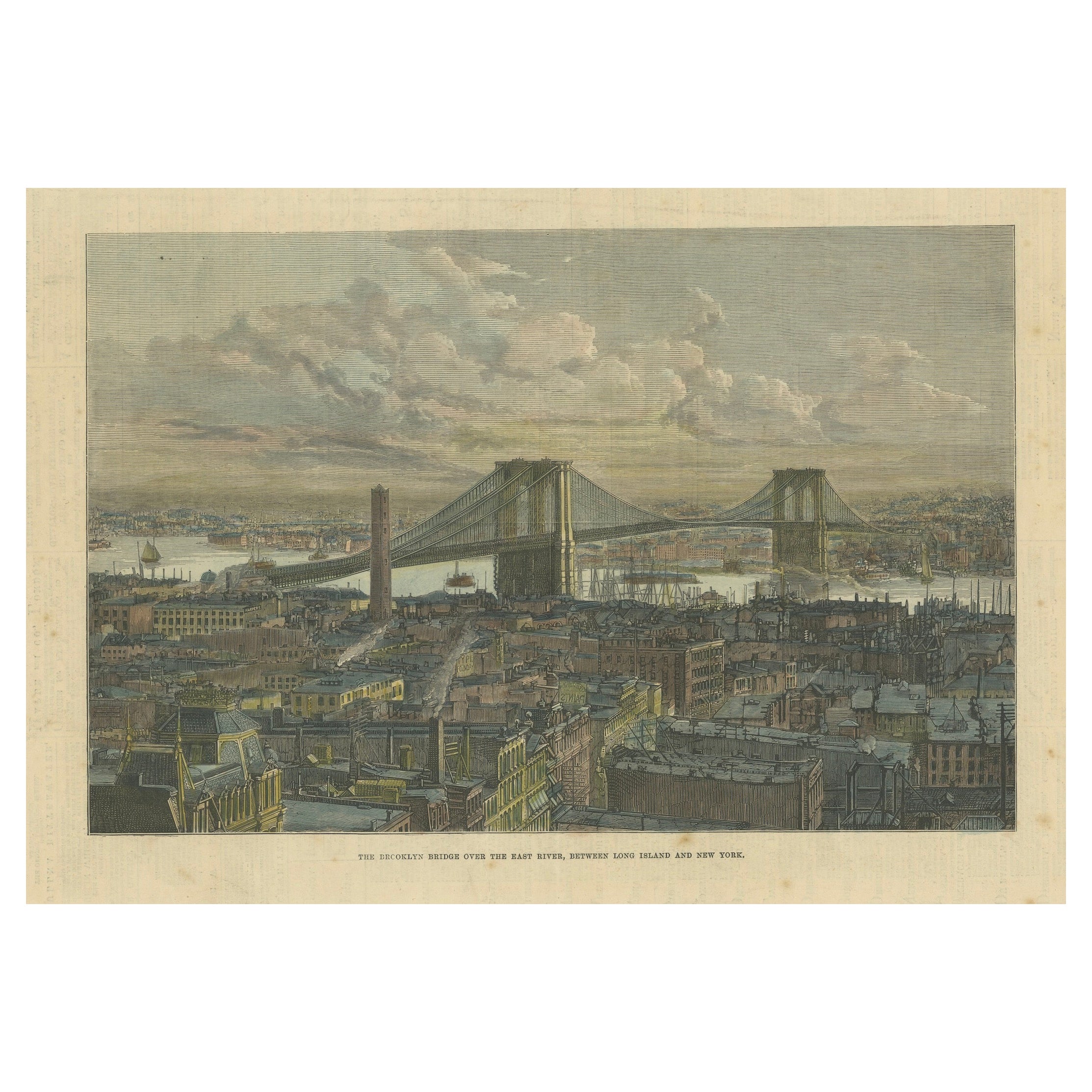 Il ponte di Brooklyn sull'East River, tra Long Island e New York, 1883