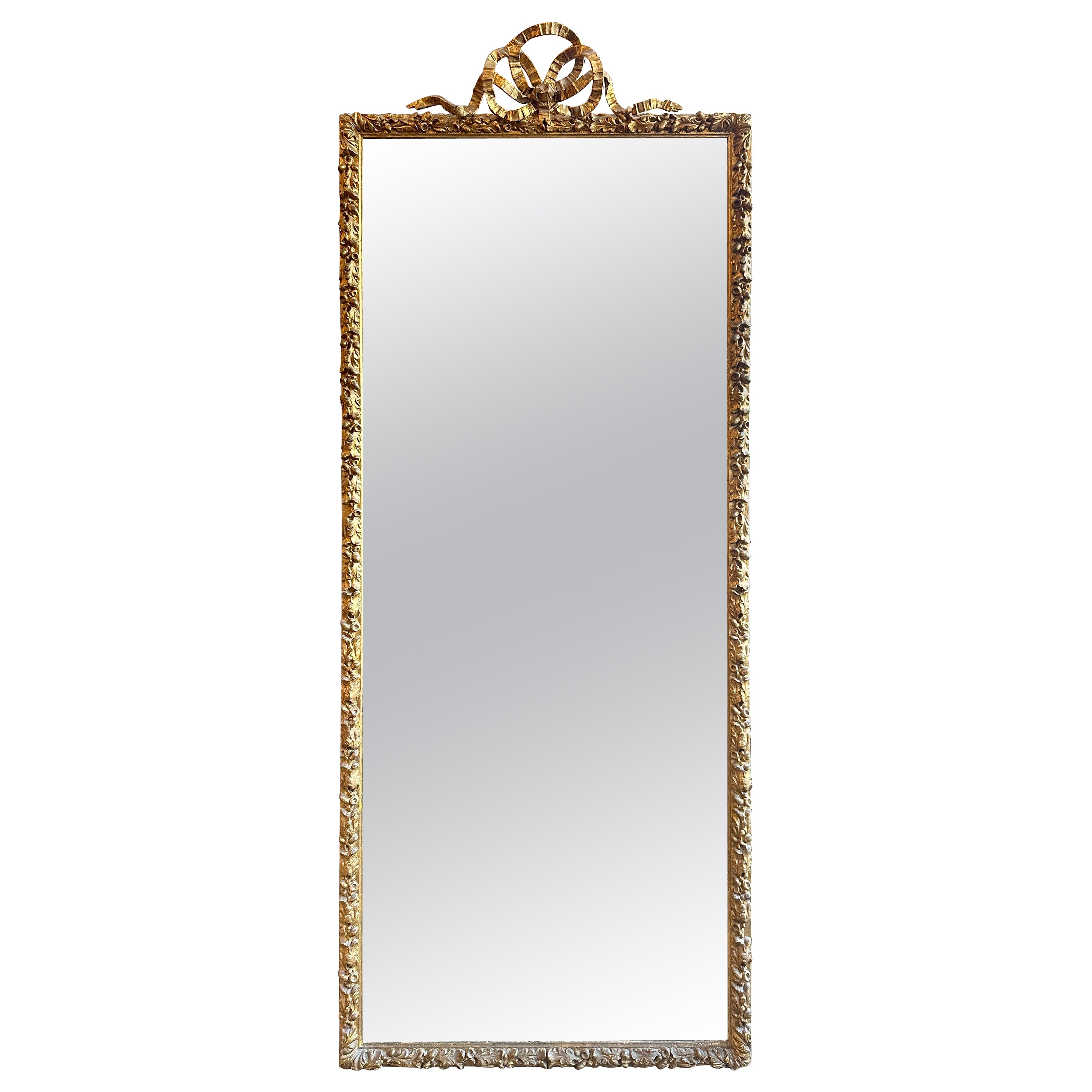 A 19th Century French Tall Gold Gilt Antique Mirror For Sale
