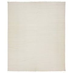 Modern Handmade Natural Beige Dhurrie Wool Rug