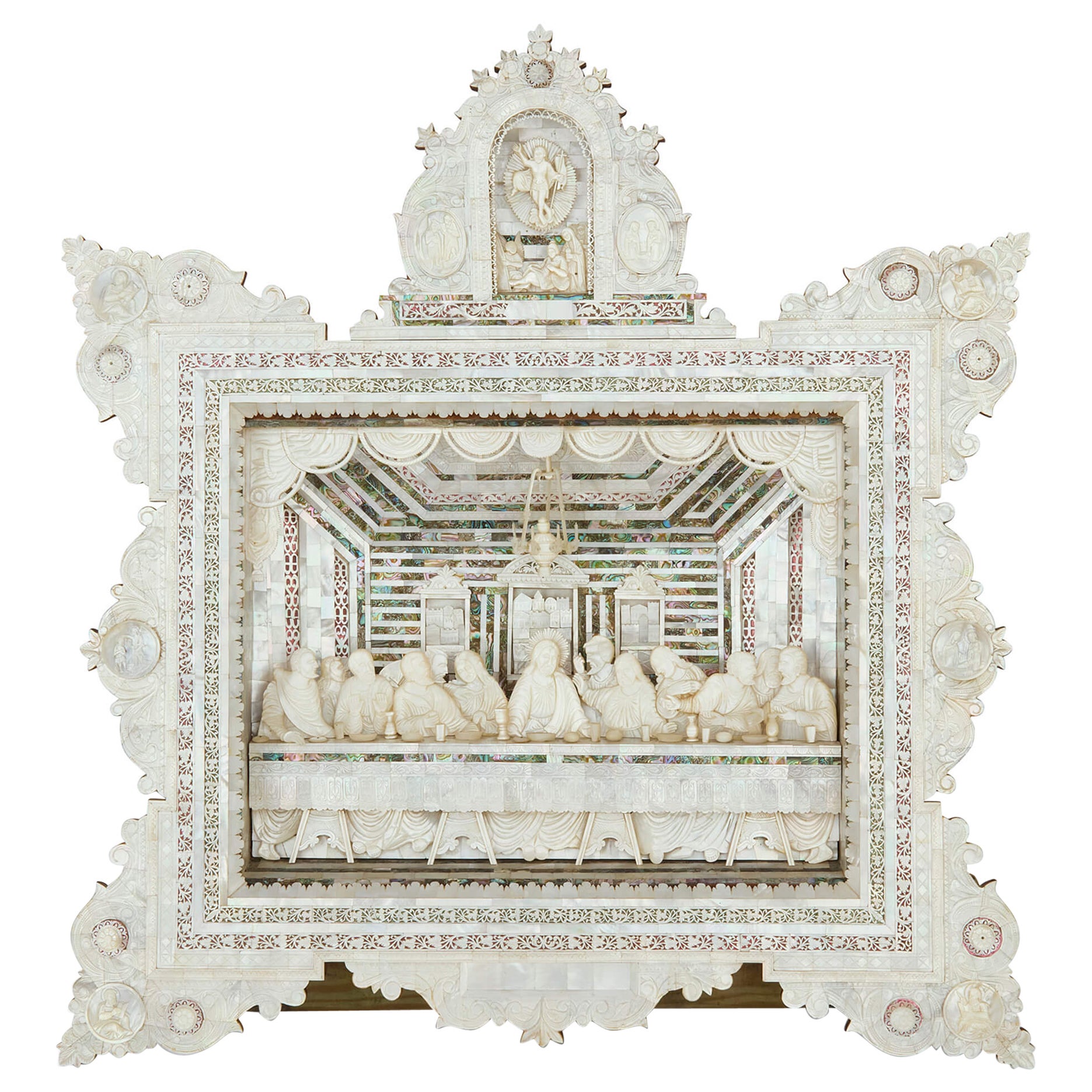 Large Abalone and Mother of Pearl Icon Depicting the Last Supper