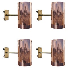 Vintage Four Solid Copper and Brass Sconces