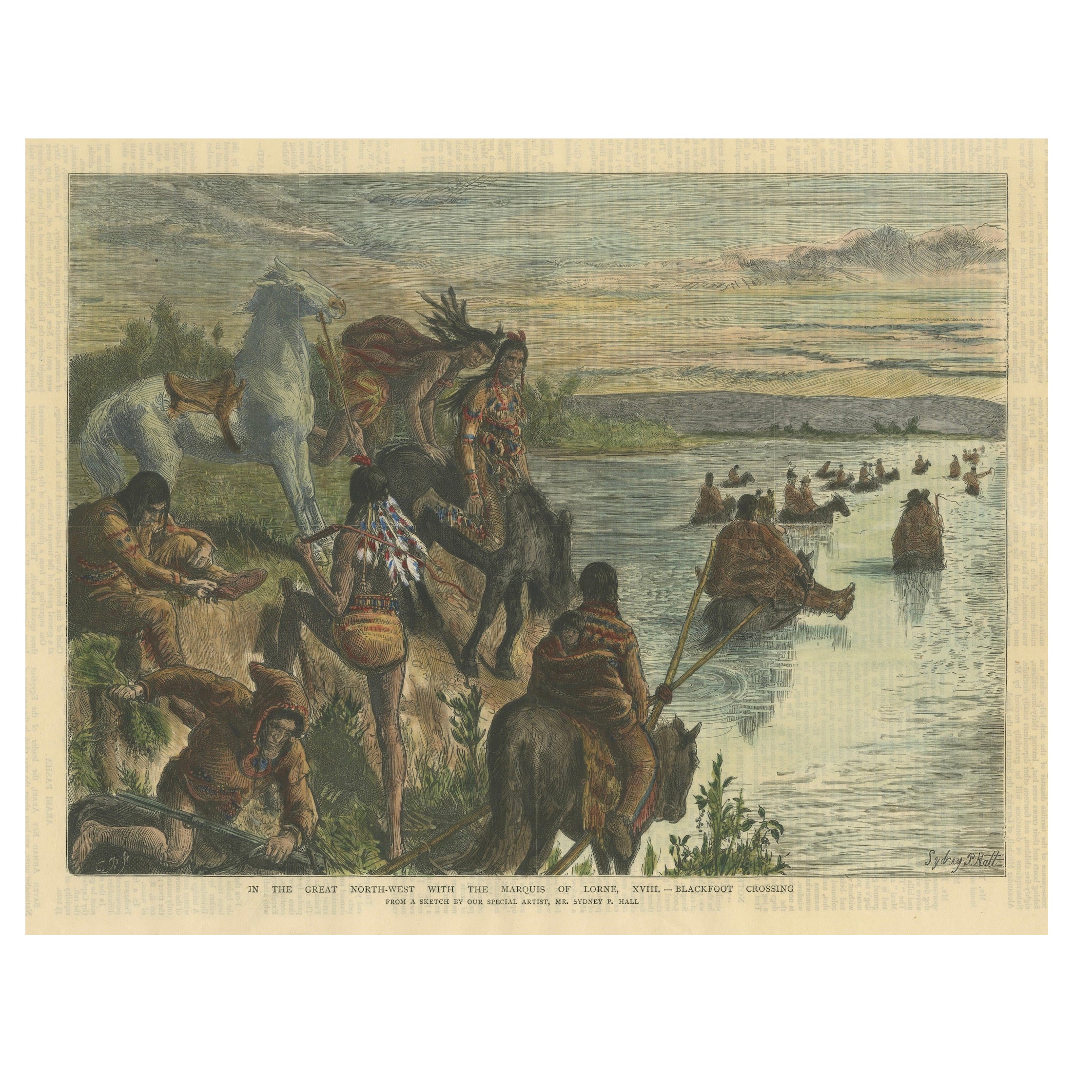 Blackfoot Crossing: Indigenous People in the Great North-West, The Graphic 1882 For Sale