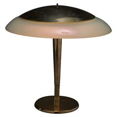 Paavo Tynell 5061 Taito Table Lamp, Brass and Opaline Glass, Finland