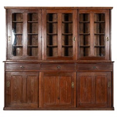 Antique Monumental 19thC English Pine Country House Glazed Dresser
