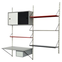 Dutch Mid-Century Pilastro Two Section Wall Unit with Desk and Cabinet