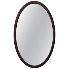 English Oval Parlour Mirror of Inlaid Mahogany (20" x 32")