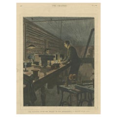 Antique The Electric Light – Mr. Edison in His Laboratory, 1880
