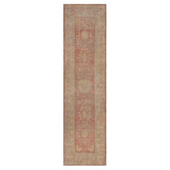Traves de Mesa Khotan Floral Rojo Coral Tejido a Mano Antiguo