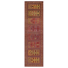 Traditional Antique Wool Panels Floral Khotan Runner