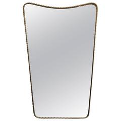 Italian Mid-Century Rope Twist Mirror of Brass (H 38 1/2 x W 23 1/2)
