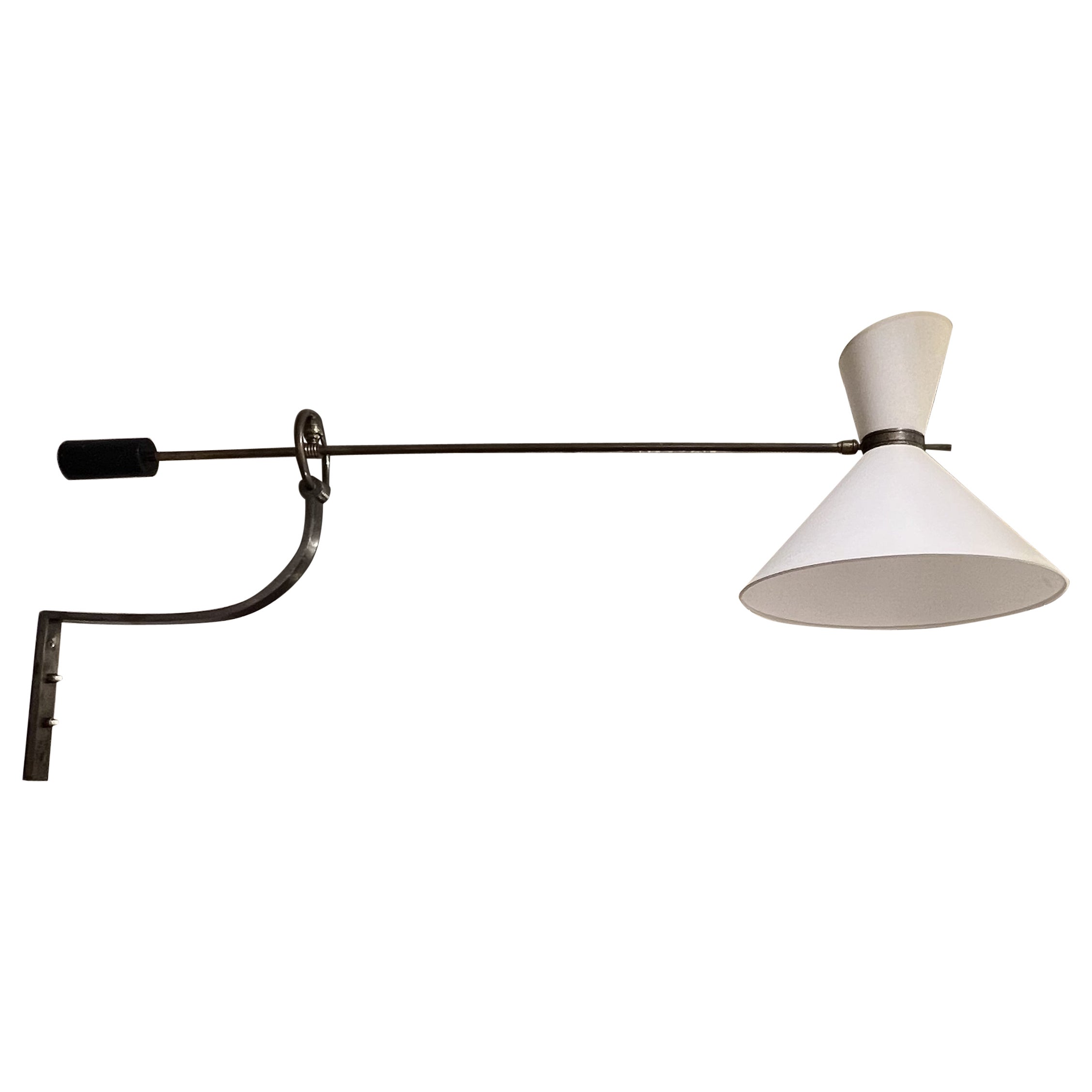 Rare rotating wall lamp by Maison Lunel, France 1950 For Sale