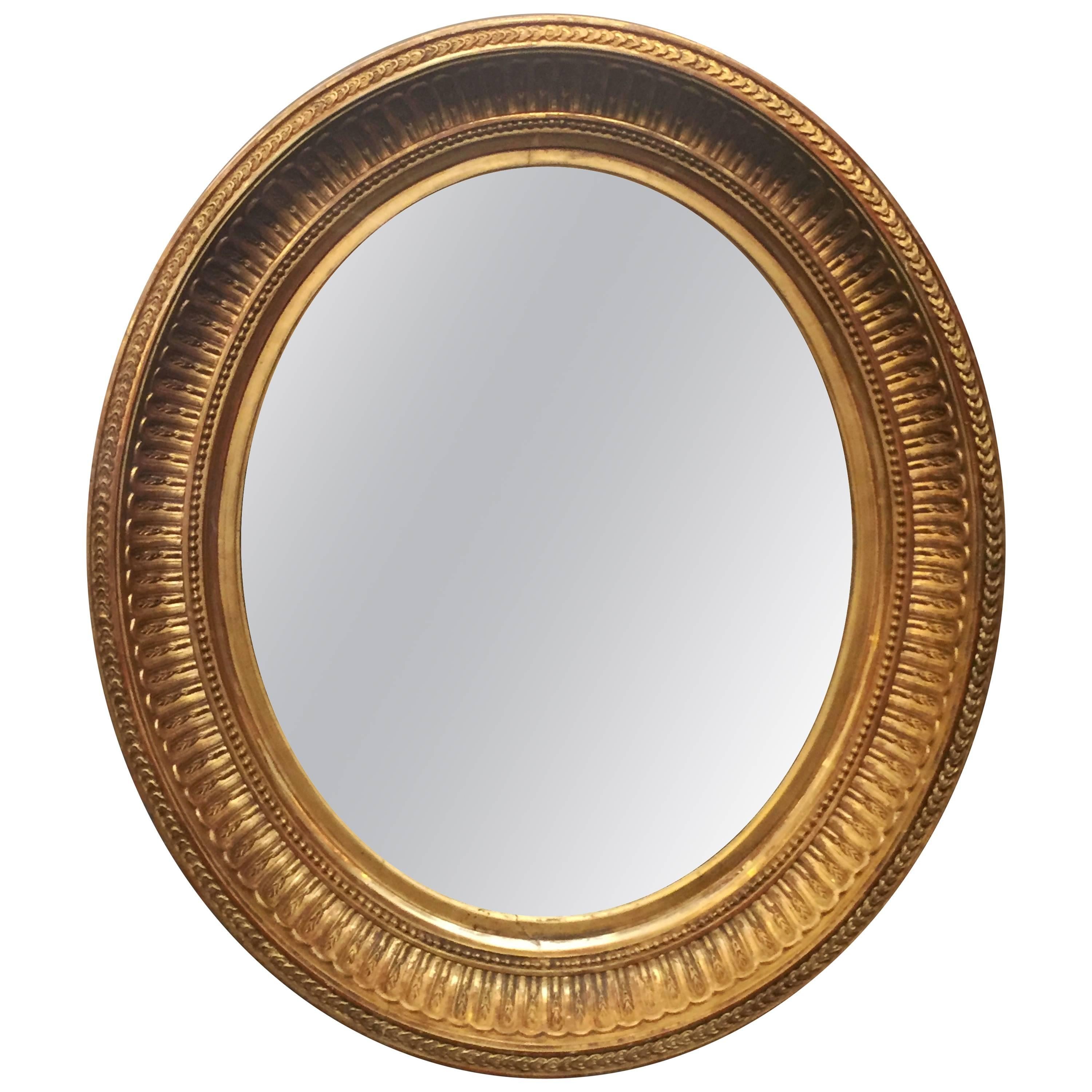 English Oval Gilt Frame Mirror (23 3/4" x 20 1/2")
