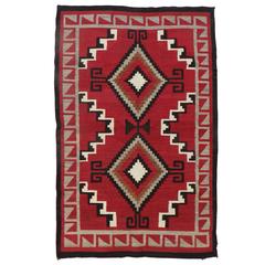 Very Pretty Vintage Red Navajo Crystal Trading Post Rug, circa 1930