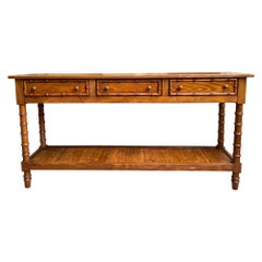Antique French Faux Bamboo Hall Console Table 6 ft Regency Sofa Table